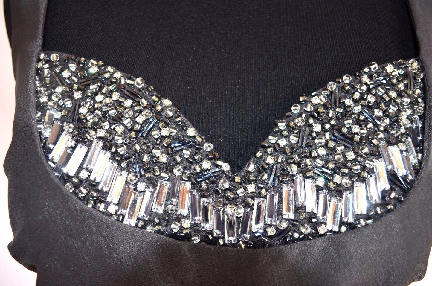 Dalia MacPhee Silver gray Formal Prom, Cocktail Dress Diamanté NWT Sz 4 $45