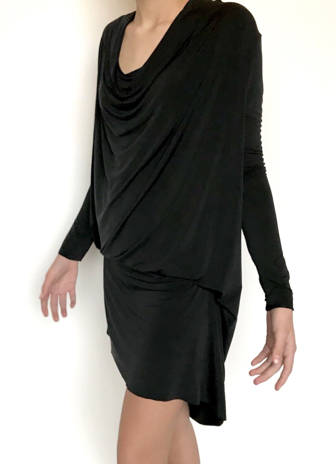 AllSaints Amei LS Black Dress. Retails $215 Price $98 NWT Silky Stretch Size S