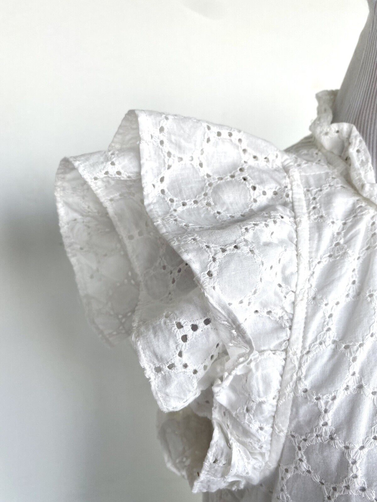 Olivaceous Ivory White Eyelet Embroidered Dress S Retails $98 Price $68