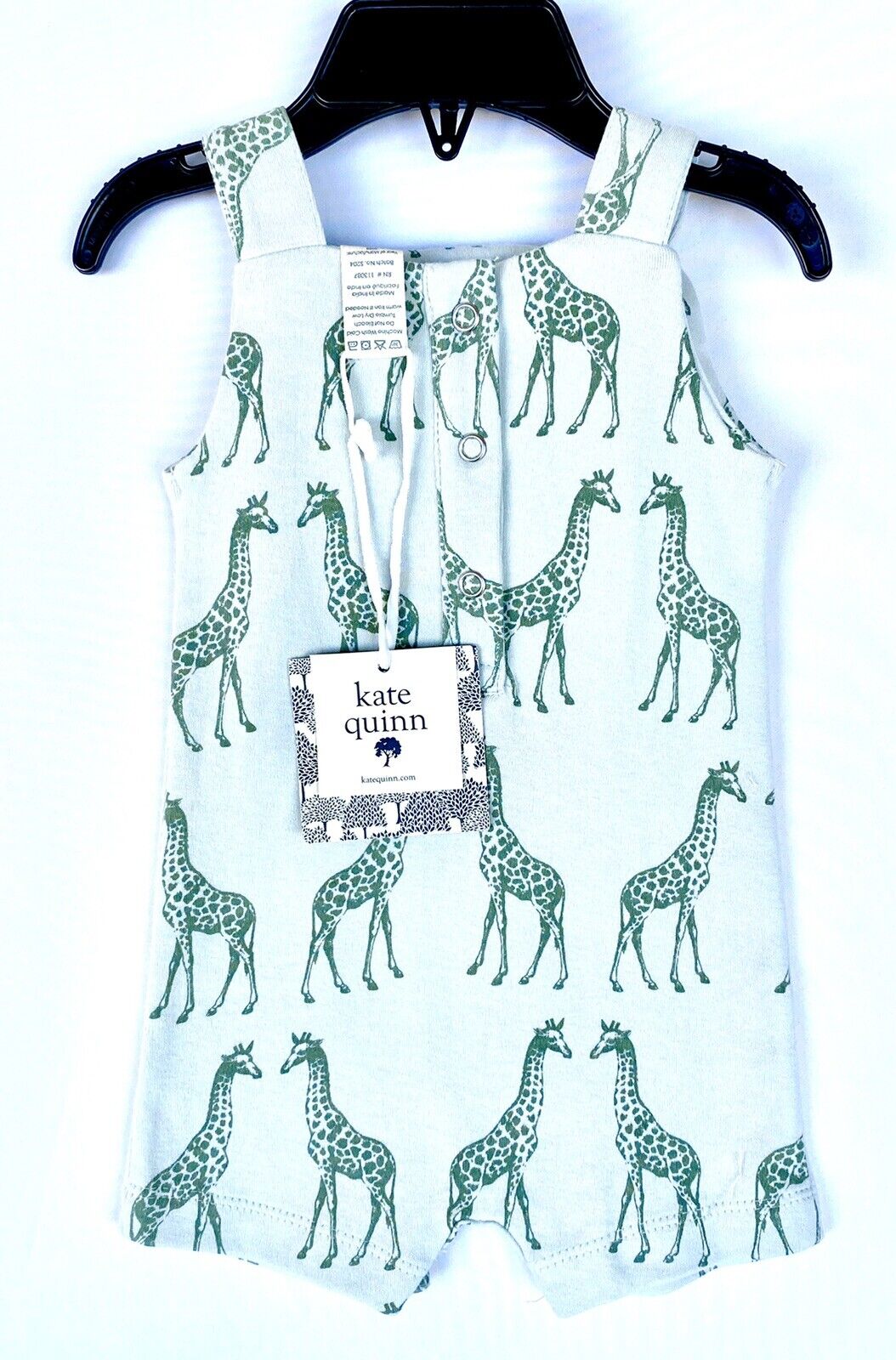 Kate Quinn 100% Organic Cotton Overall Shortie  Romper Retail $36 Price $28 0-3M