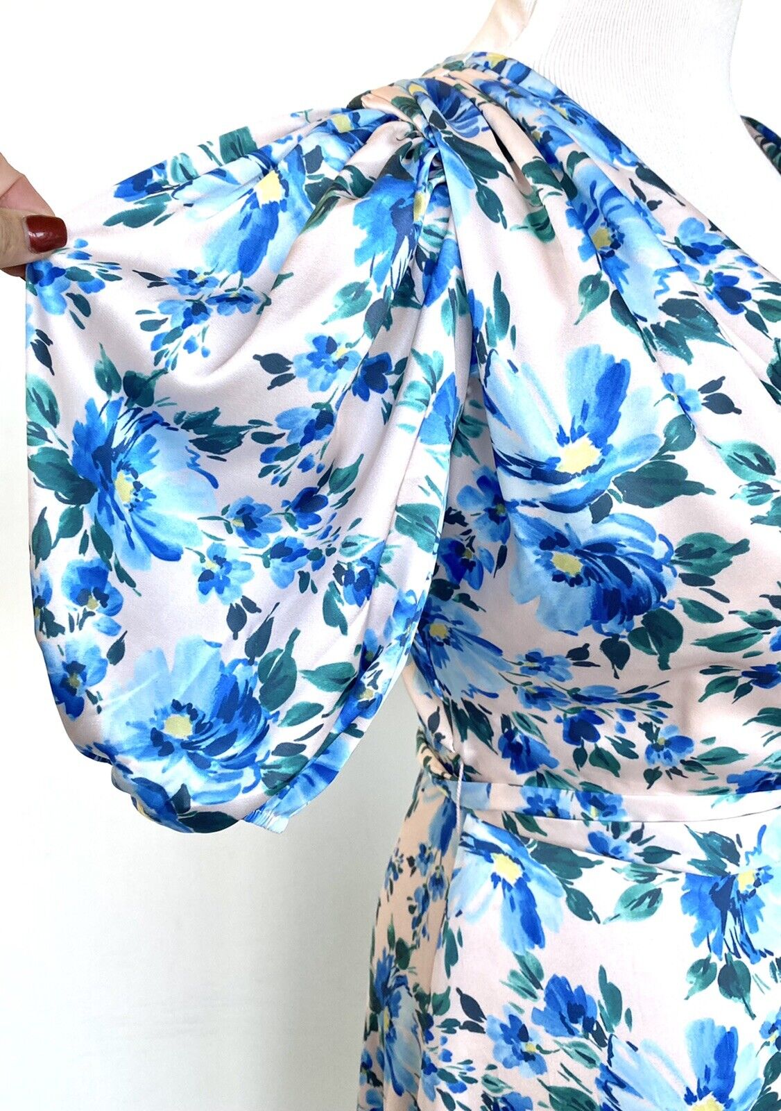 Alexia Admor Satin Pink Blue Wrap Dress Retail $245 Price $99 Size NWT