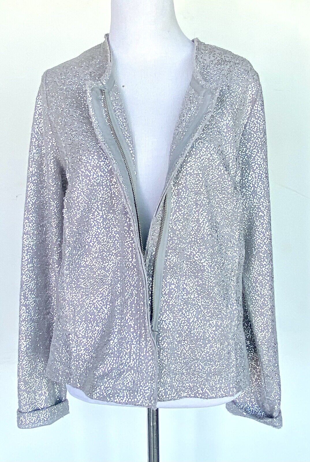 Anthropologie Dolan Silver Grey Jacket Retails $128 Price $59 XS Raw Edge NEW