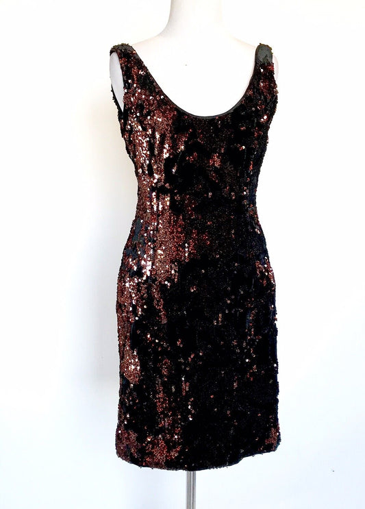 Milly Black Velvet & Copper Sequin Dress. Retail $395 Price $89 Size 2