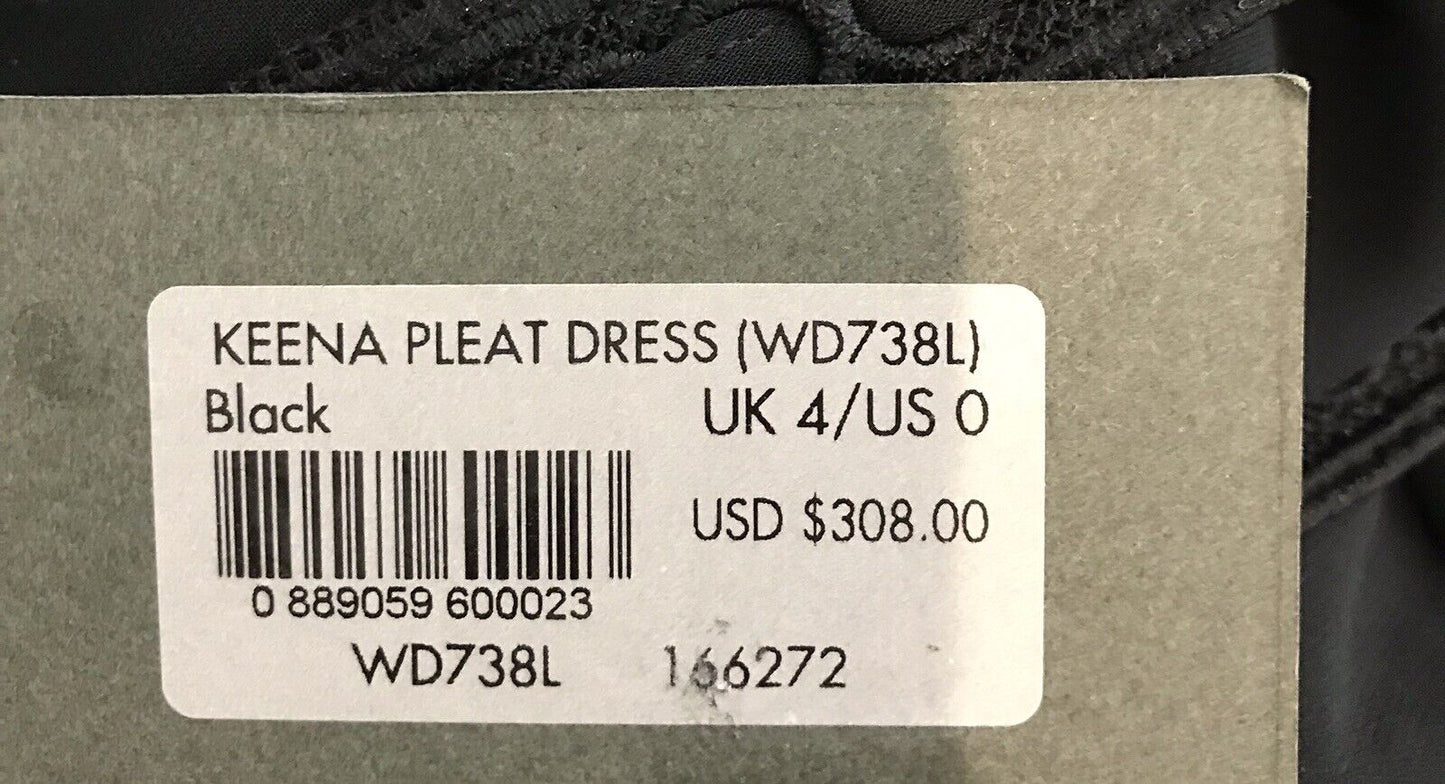 AllSaints Black Keena Pleat Dress. Retail $308 Price $139 NWT All Saints Sz 0