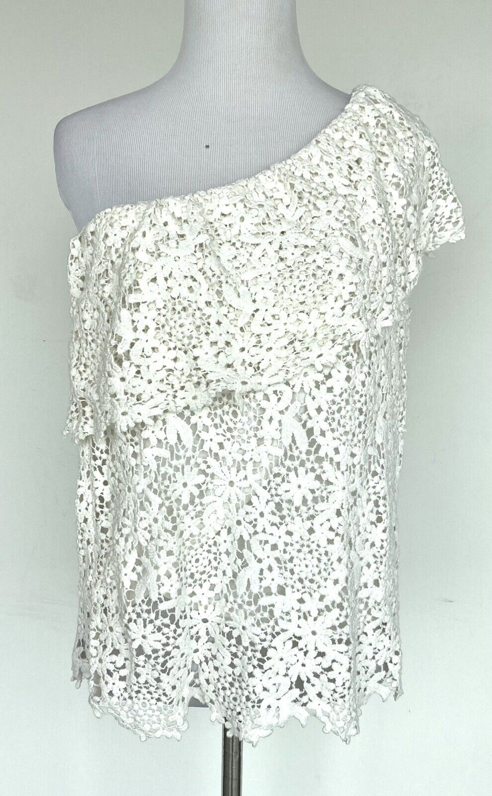 VELVET Graham & Spencer One Shoulder Crochet Top Retail $139 Price $39 S