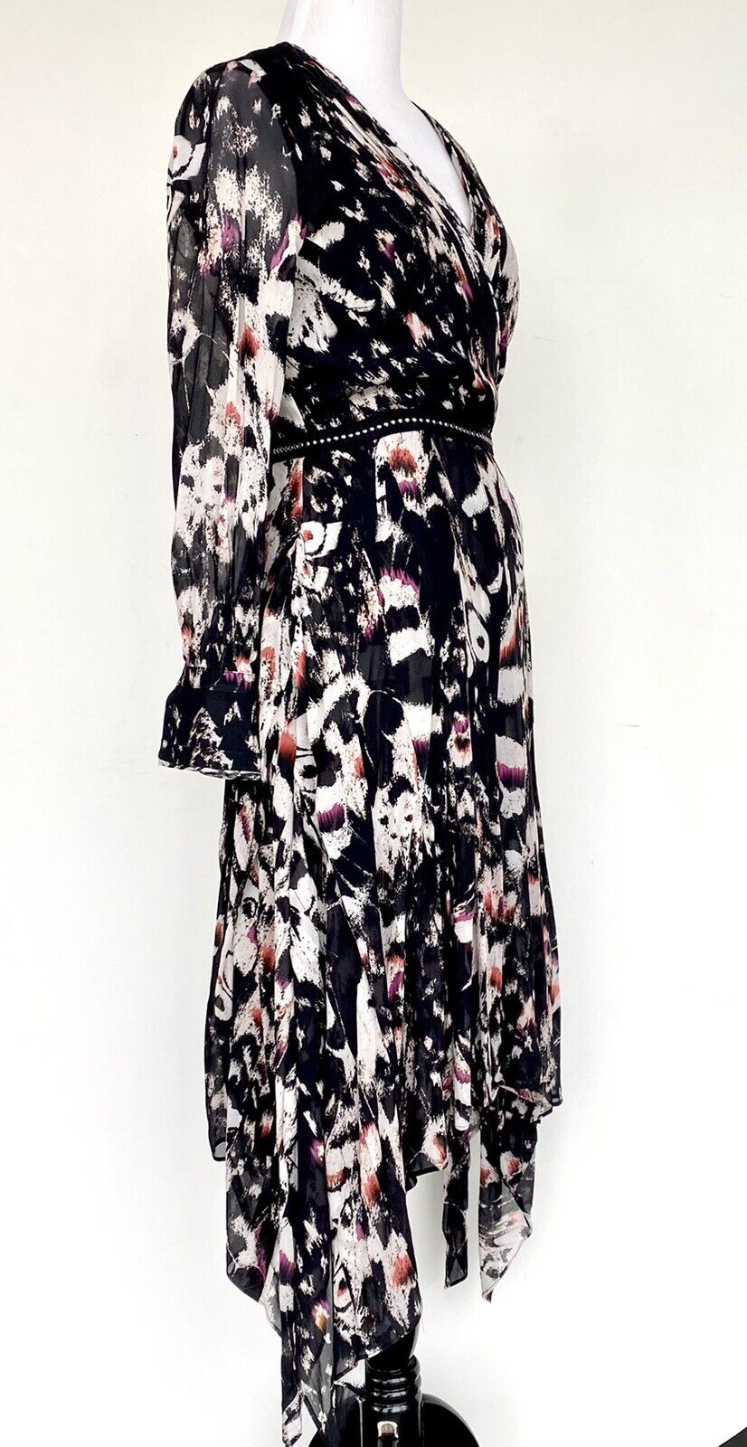 Allsaints Lizia Wing Chiffon Dress NWT Size 0 Retail $398 Price $165