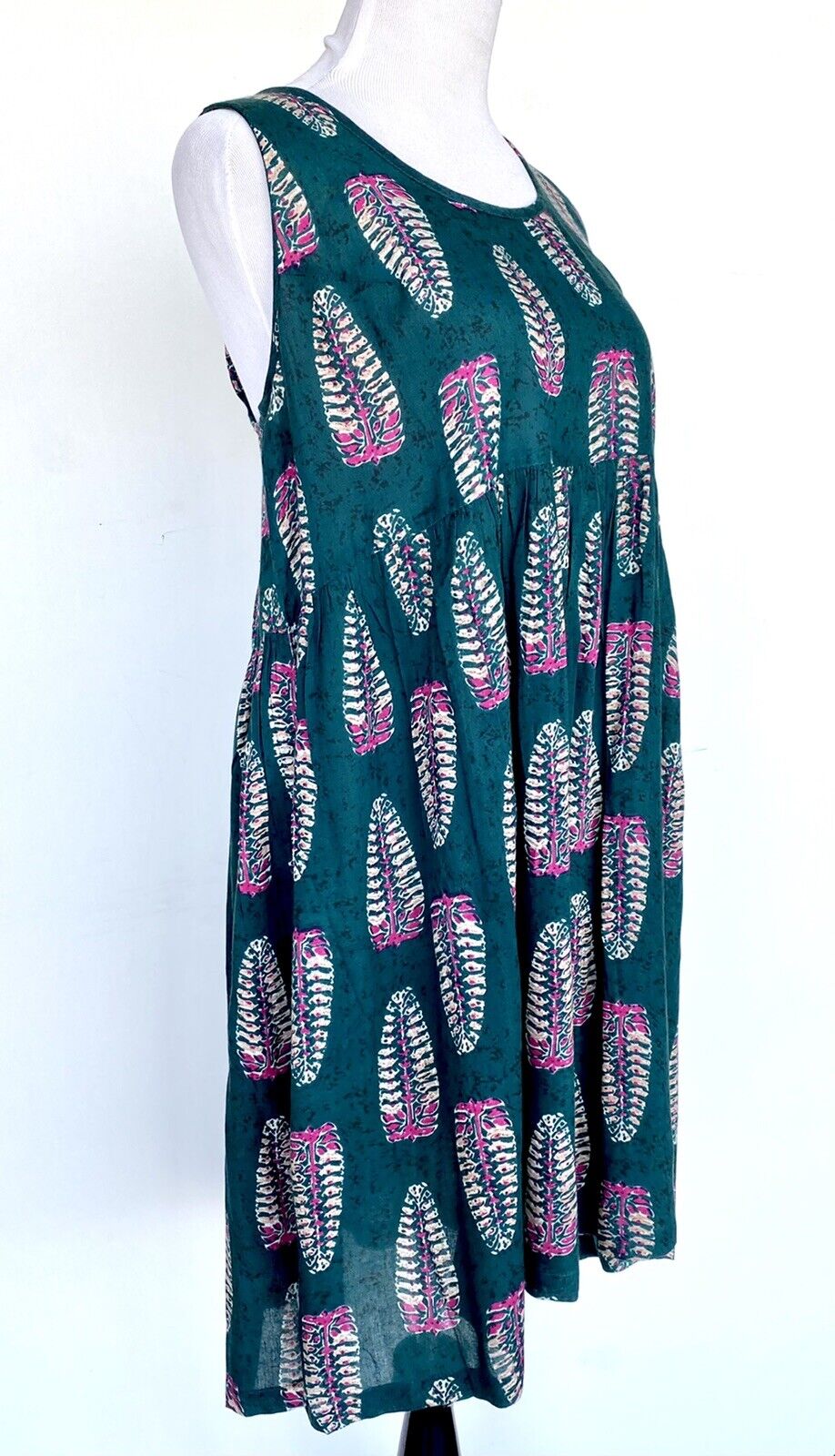 World Market Kaitlin Teal Feathers Sleeveless Dress / Cover Up S/M Price $29 NWT