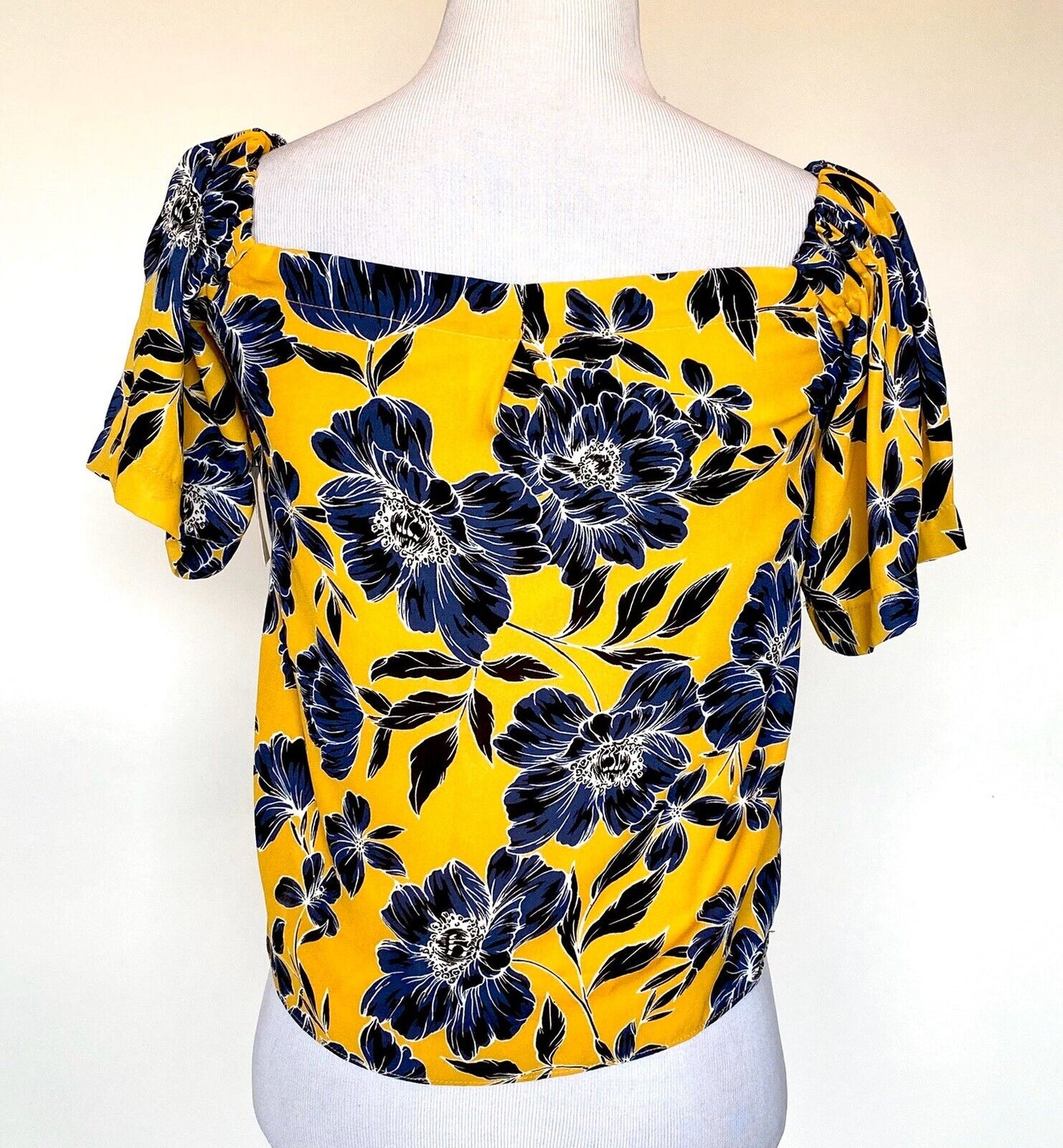 Olivaceous Yellow Off Shoulder Floral Blouse XS Retails $68 Price $22