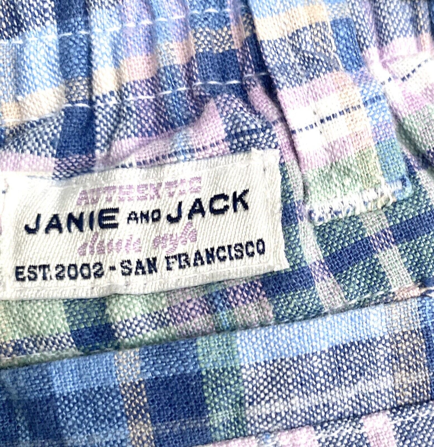 Janie And Jack Blue Check Cotton Linen Shorts 6-12M NWT Retail $39 Price $29