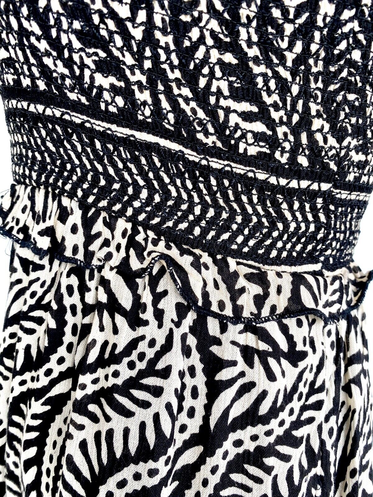 Urban Outfitters Nude & Black Smocked Jumpsuit $79 NWT Size XS Olive Leaf Print