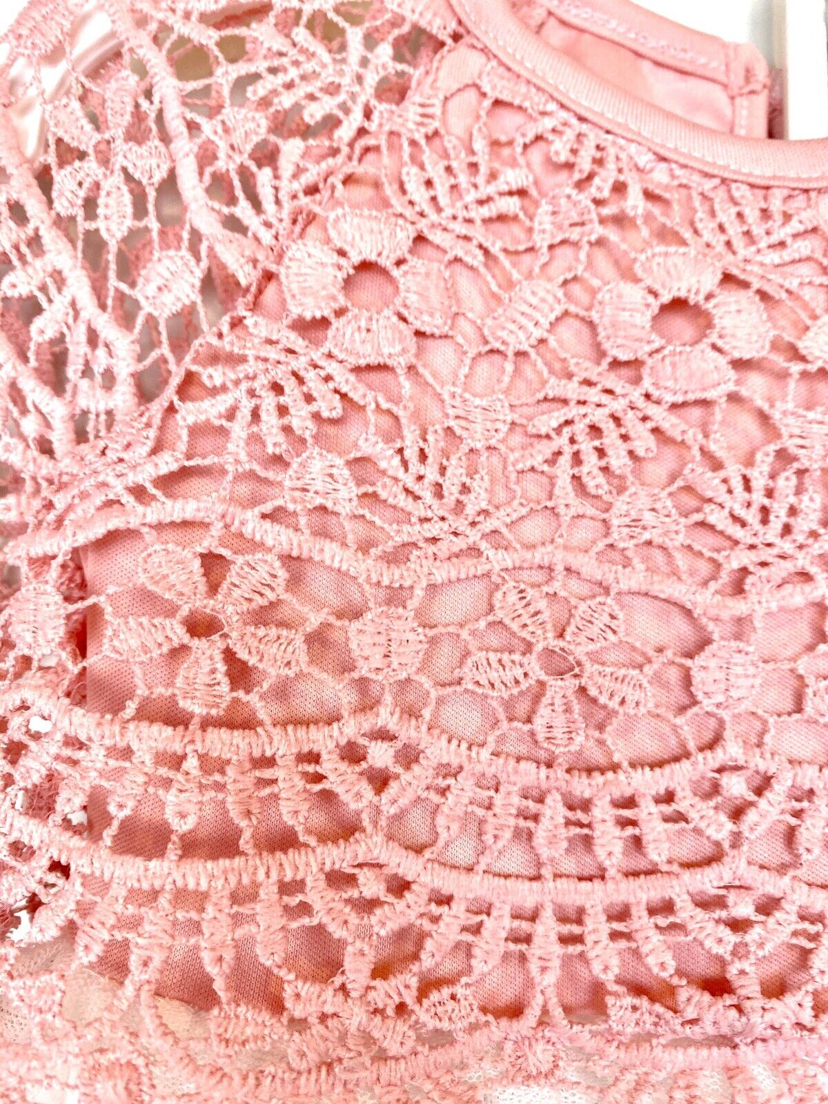 Nicole Miller Crochet Lace Net Tulle Dress & Pantie $38 Price $28 NWT 24 M
