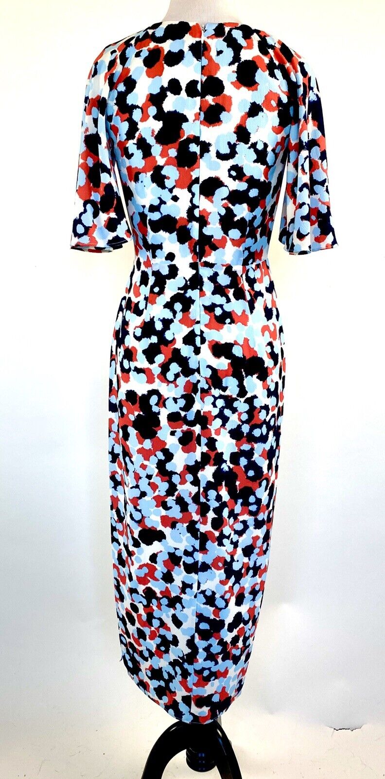 Maggy London Wrap Sheath Dress NWT Retail $128 Price $69 Size 0 Coral White Blue