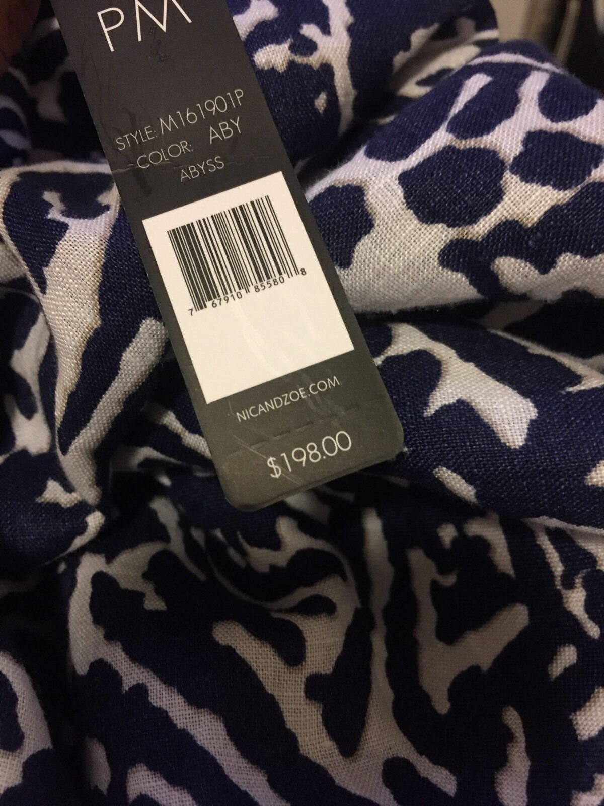 Nic + Zoe Blue & White Soft Linen Dress. NWT Petite M Retail $198 Price $58