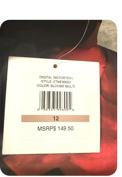 Ellen Tracy Black Red And Blue Rose Dress. NWT Size 12 Retail $149.50 Price $65
