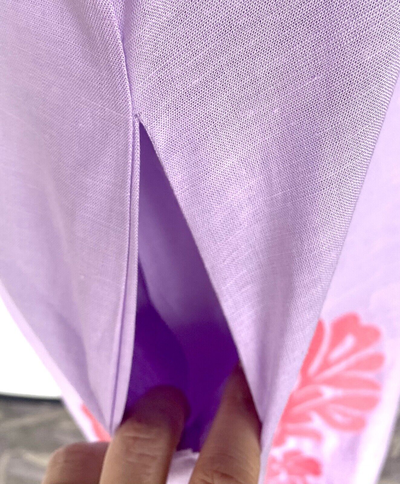 NWT J Marie embroidered Lilac Linen mix Kaftan Dress S Retail $136 Price $69