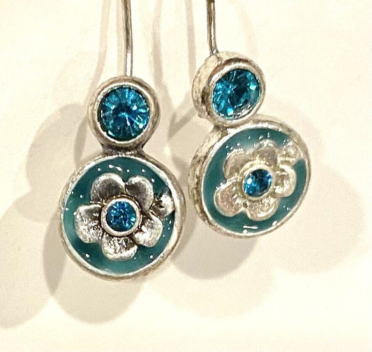 Pilgrim Jewelry Swarovski Crystal Blue Sterling silver Plated Earrings $14