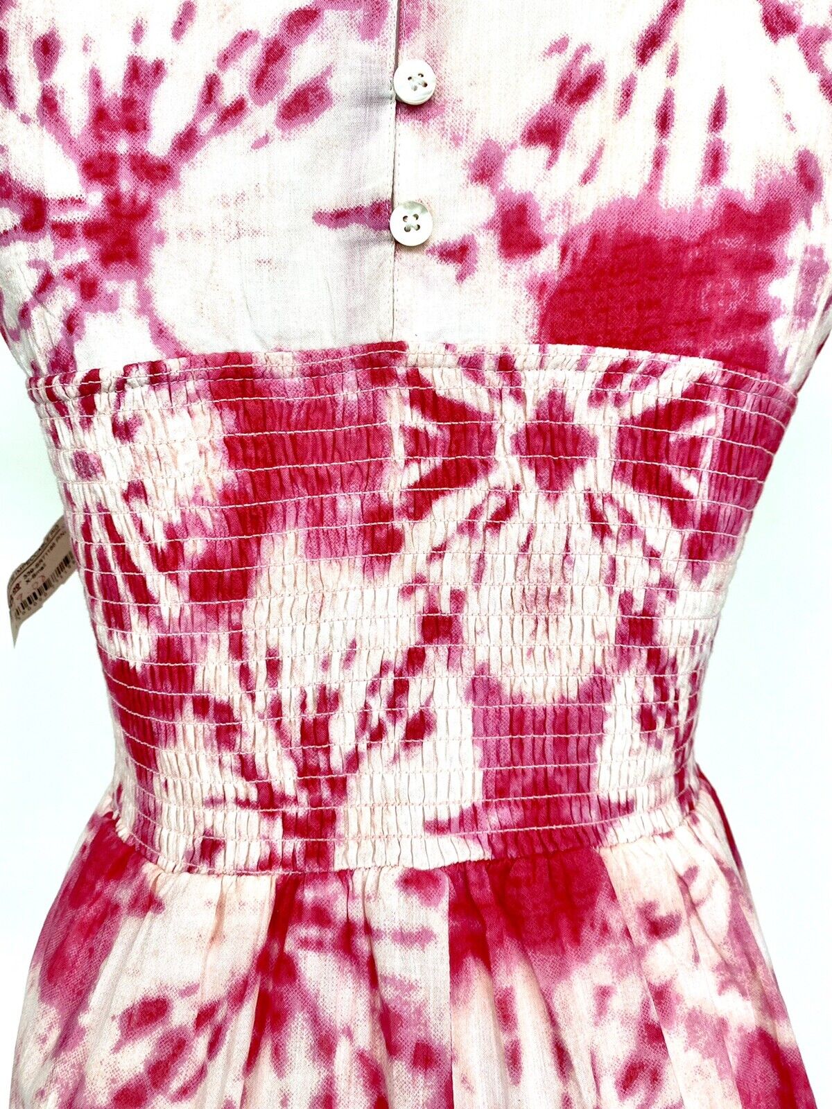 The Impeccable Pig Pink Smocked Bodice Midi Dress Retail $98 Price $49 XSmall