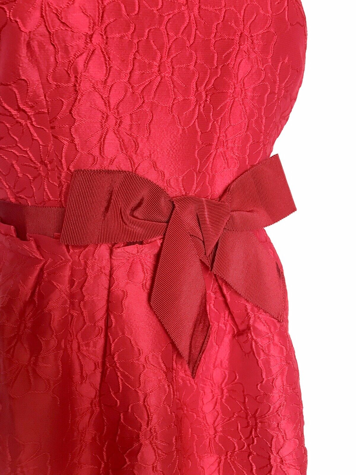 Carolina Herrera Red Bow Ribbon Waist Dress. Retails $635 NWT Price $295 Size 6