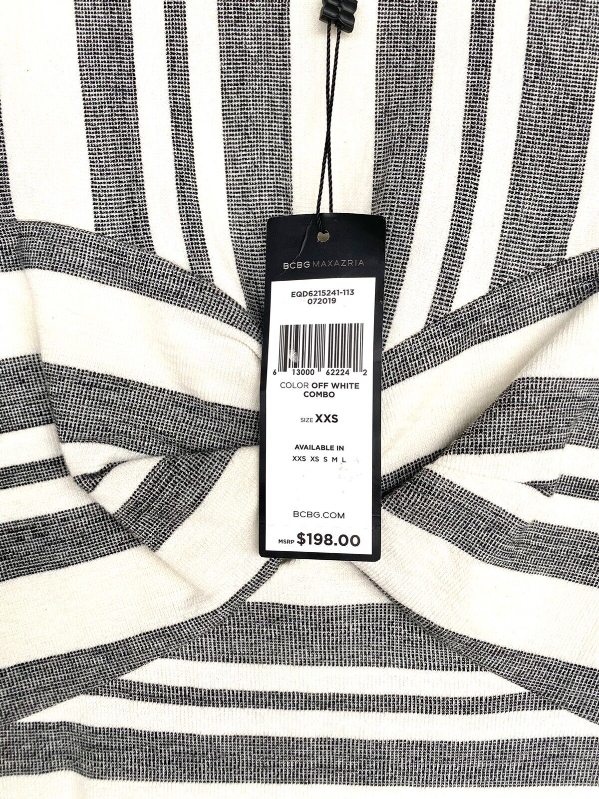 BCBG MaxAzria Twist Front Stripe Dress Retail $198 Price $95 Size XXS NWT