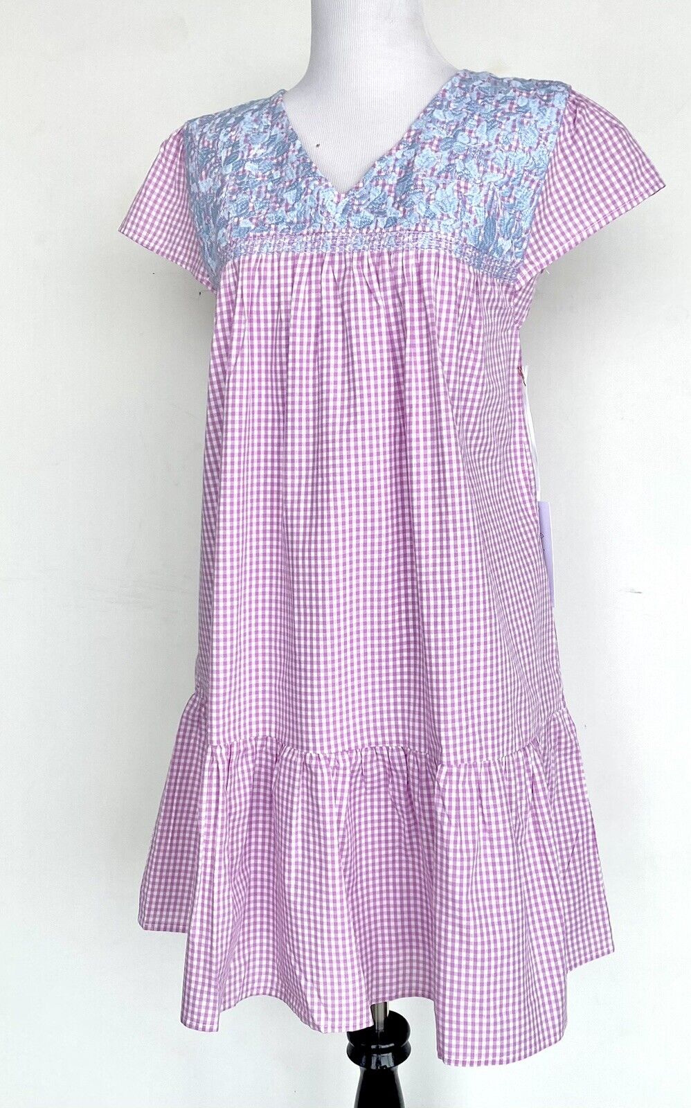 J Marie embroidered Gingham Angelina Dress size small Retail $114 Price $65