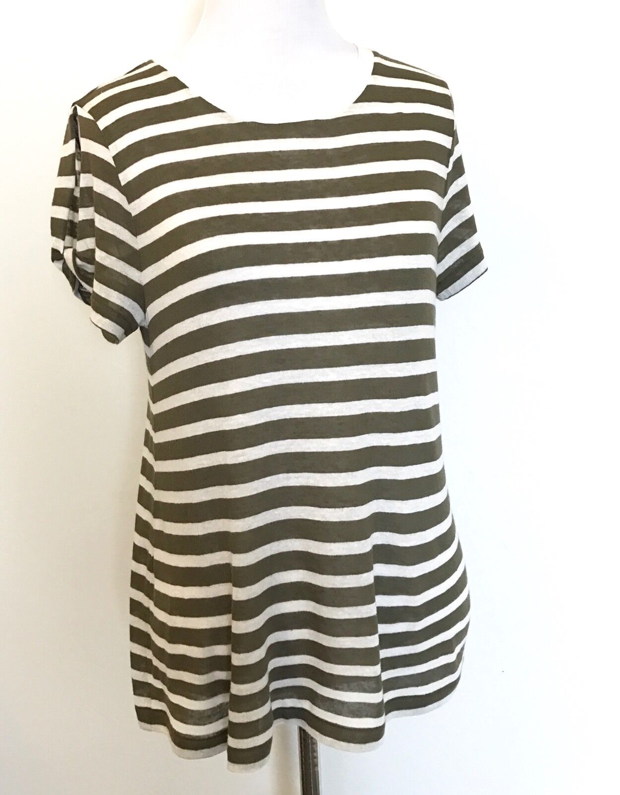 AllSaints Mazzy  Stripe Linen Mix Tee NWT Retail $85 Price $36 Size XS