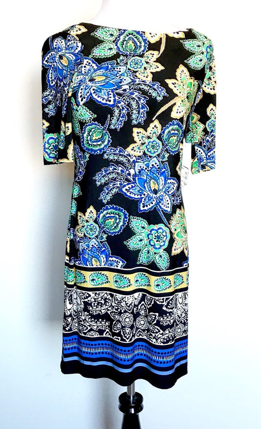 Eliza J Blue Floral Stretch Tunic Dress NWT Retails $118 Price $59 Size 6