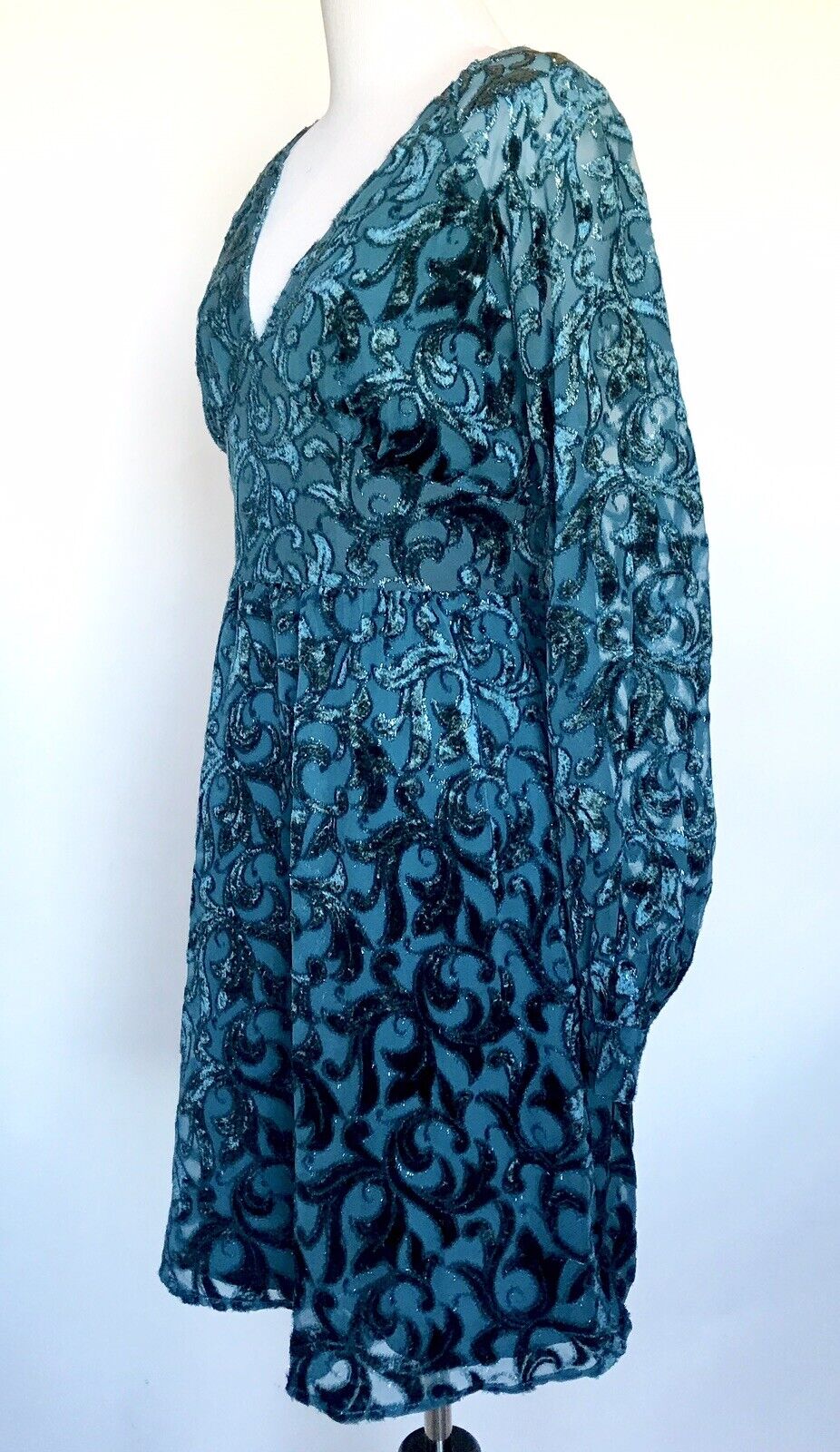 Michael Kors Teal Blue V-Neck Cocktail Party Dress Retail $225 Price $98 XS NWT
