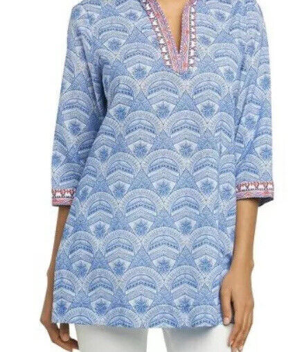 Blue Beach 3/4 Sleeve Tunic Retail $89 Price $29 NWT Sz 2 Cotton