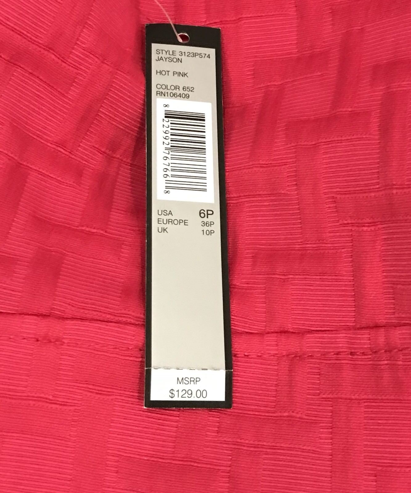 Tahari Arthur S. Levine Black Hot Pink Buckle Dress 6P NWT Retail $129 Price $67