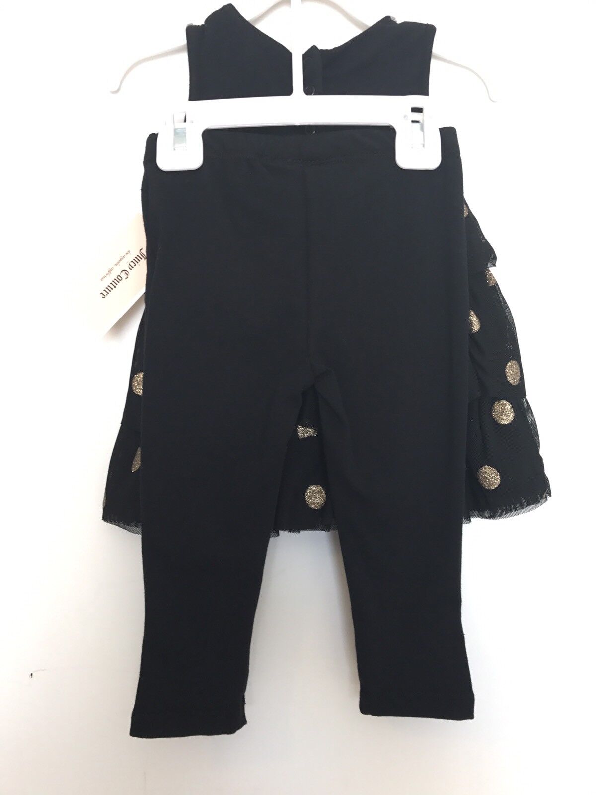 Juicy Couture Black & Gold Spot Top & Leggings 18M Retail $60 Price $35