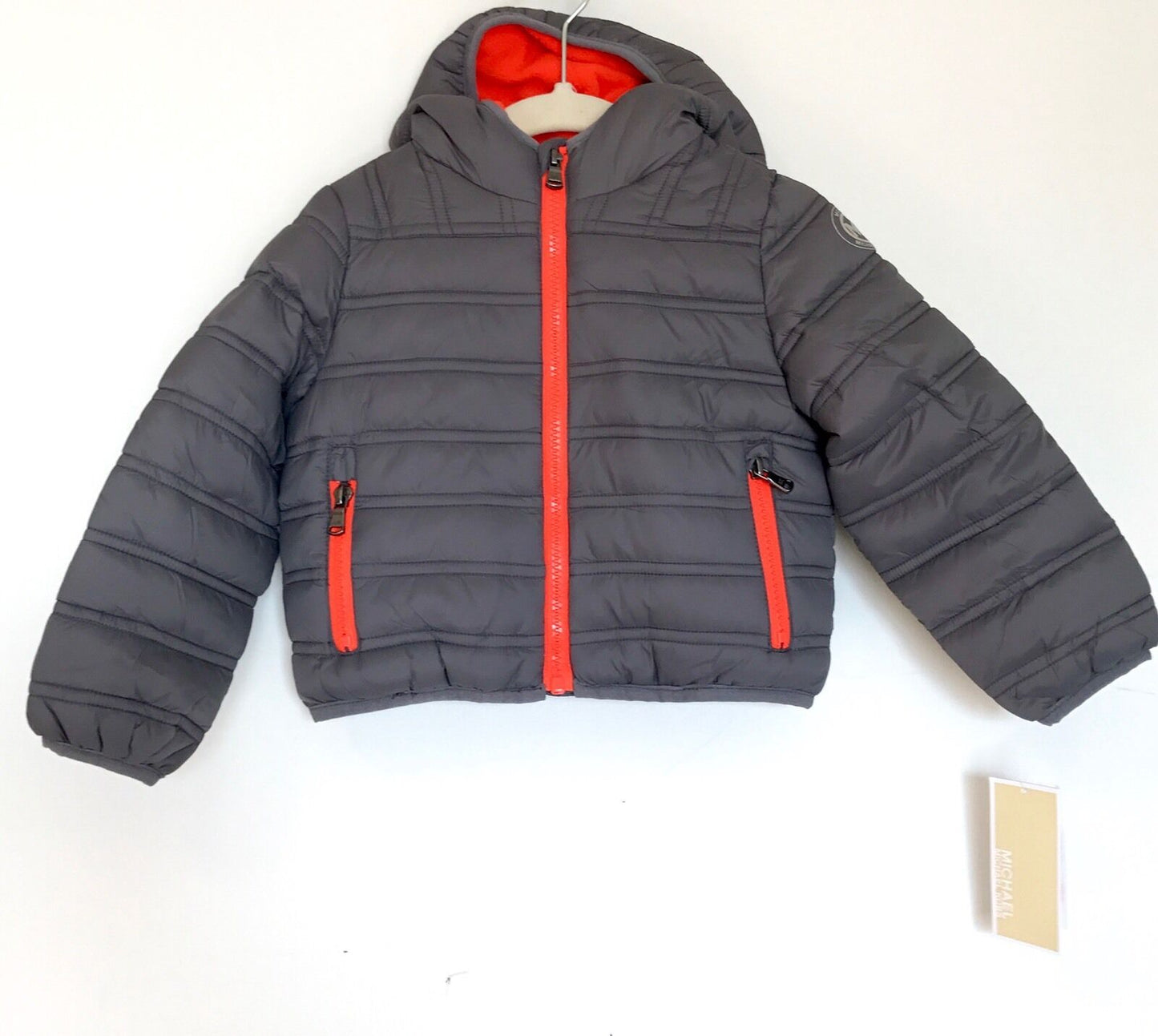 Michael Kors Grey & Orange Puffa Jacket NWT Retail $135 Price $49 Age 3