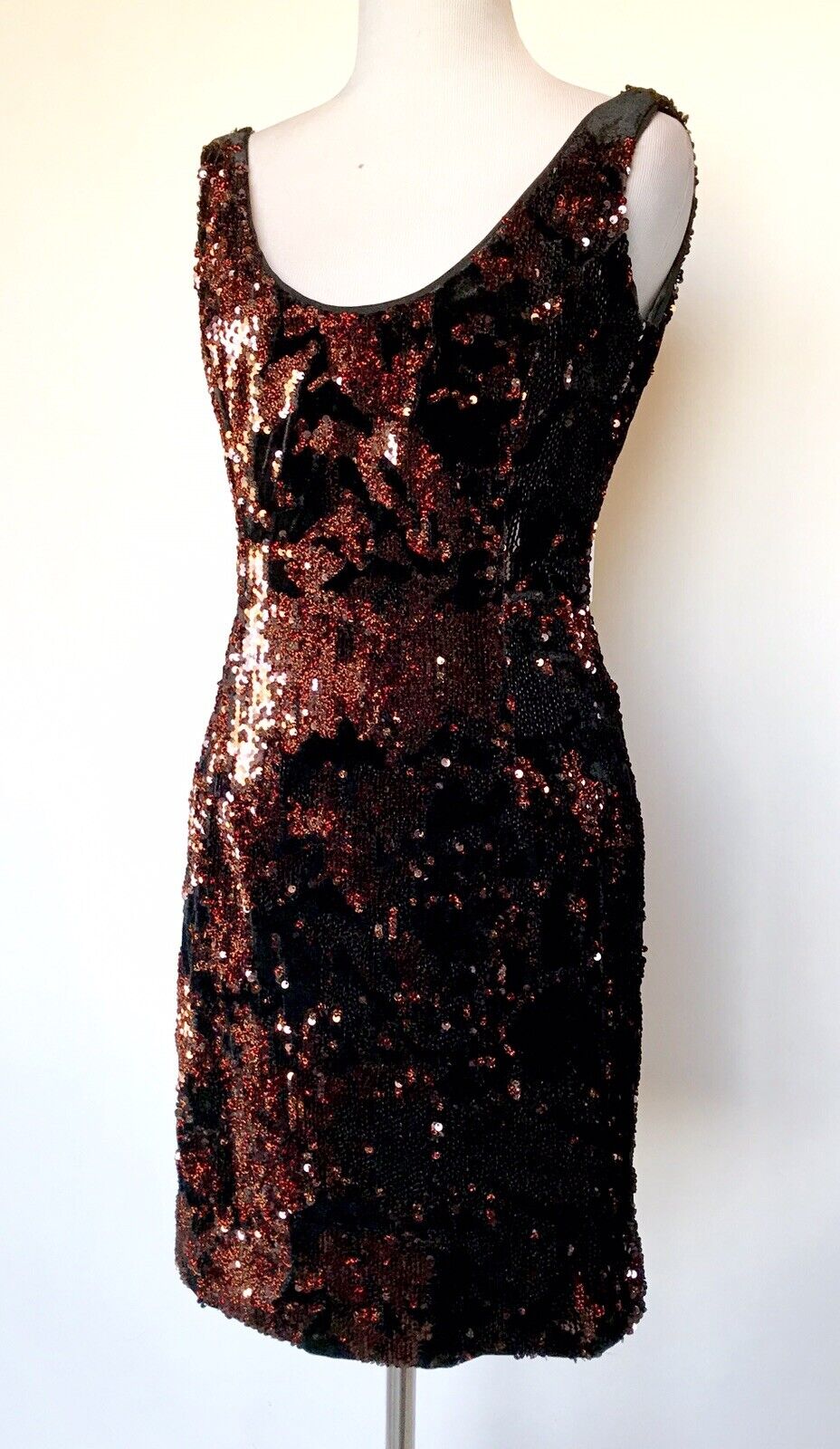 Milly Black Velvet & Copper Sequin Dress. Retail $395 Price $89 Size 2