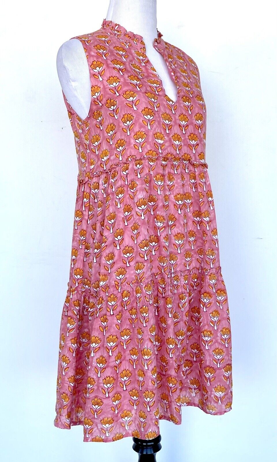 J Marie Elena ruffle tier dress size S Retail $140 Price $70 pink orange