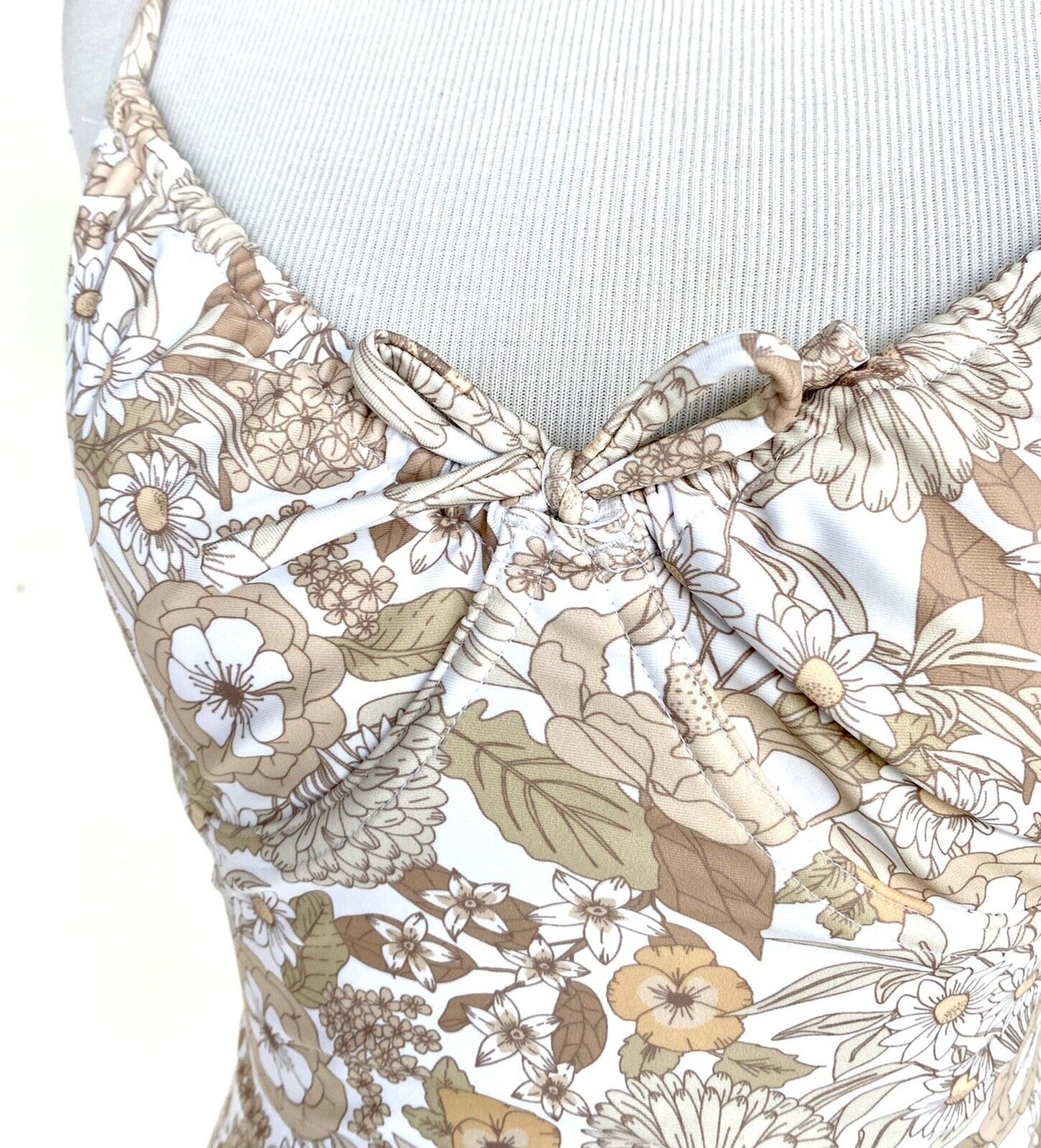Charlie Holiday Taupe Florence Swimsuit XS Retail $89 Price $46 NWT