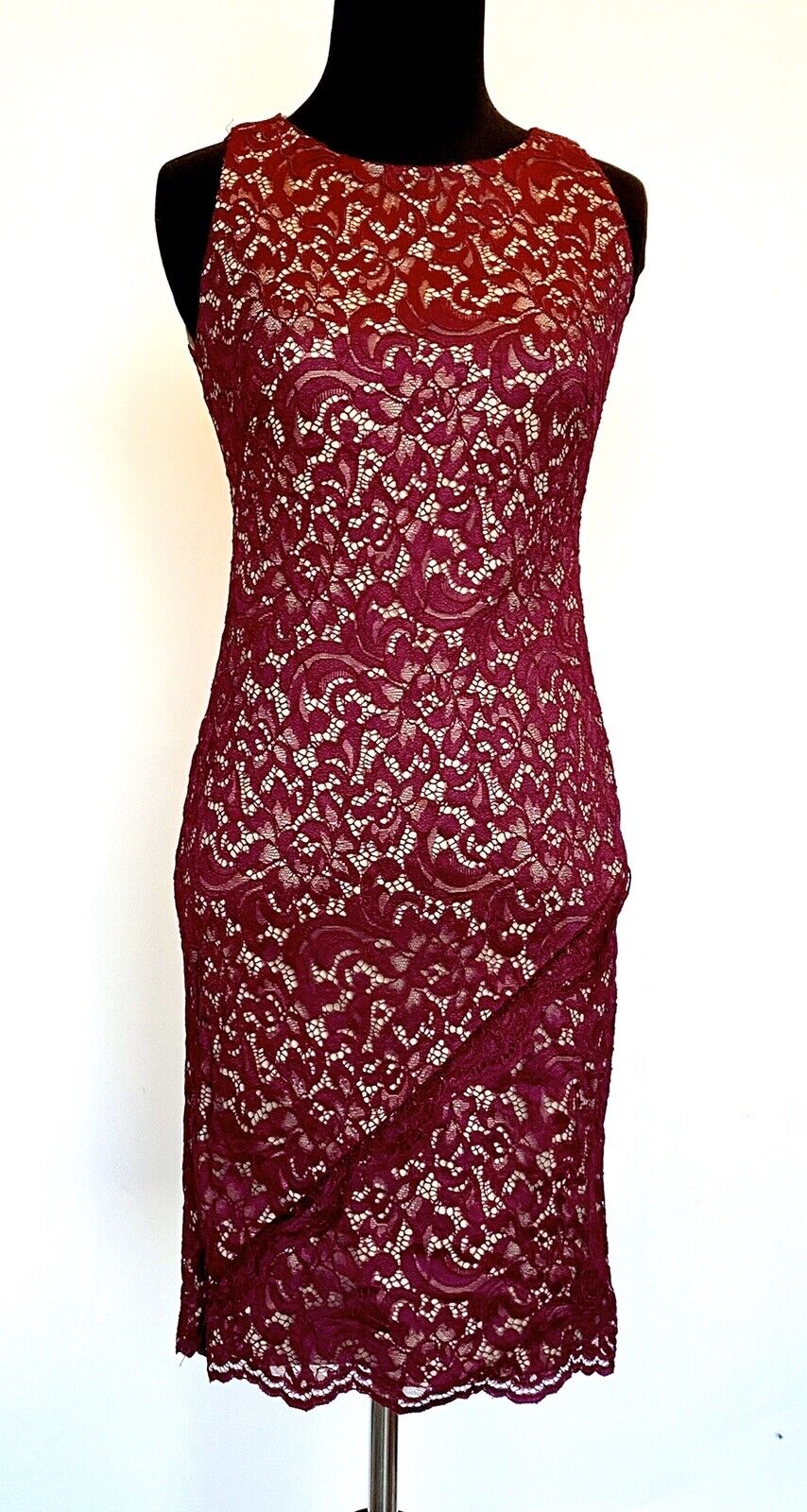 LAUREN RALPH LAUREN  Maroon / Purple Lace Dress 0P Retail $180 Price $49 NWT