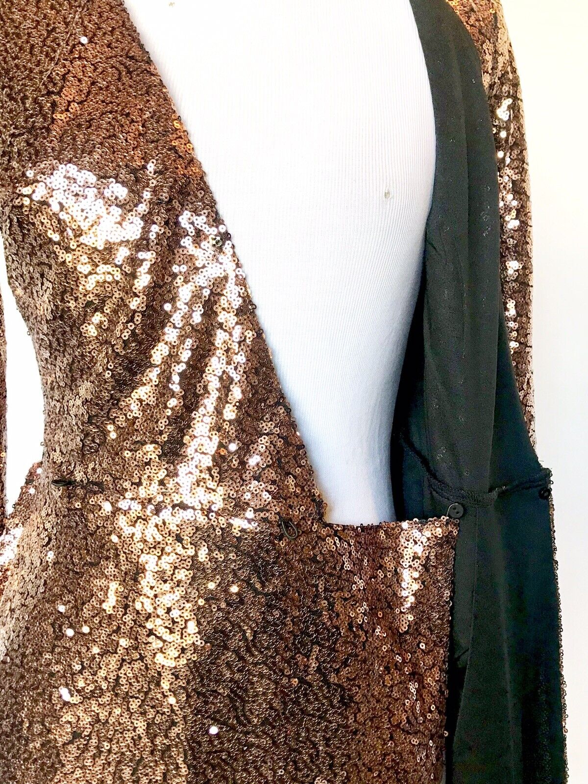 Aqua Bronze Sequined Party Cocktail Wrap Dress S Retails $148 Price $65