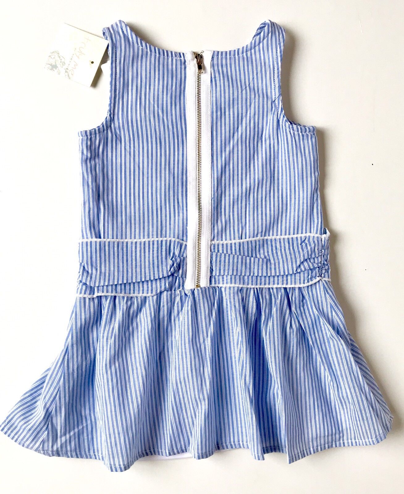 Truly Me Blue Stripe Dress  Eyelet Tassel Bodice. Retail $48 Price $22 Age 3 NWT