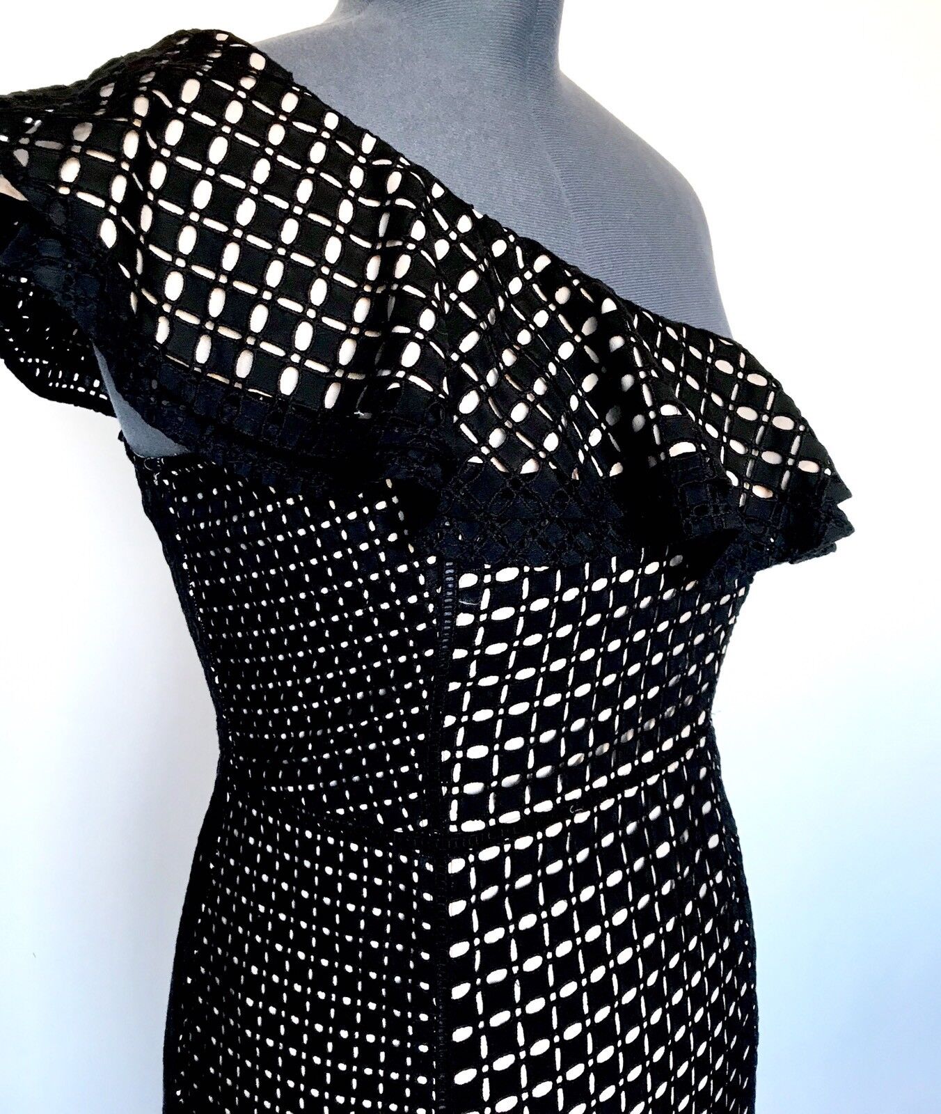 J.Crew One-shoulder dress in eyelet Black NWT Size 10 Retail $158 Price $50.99