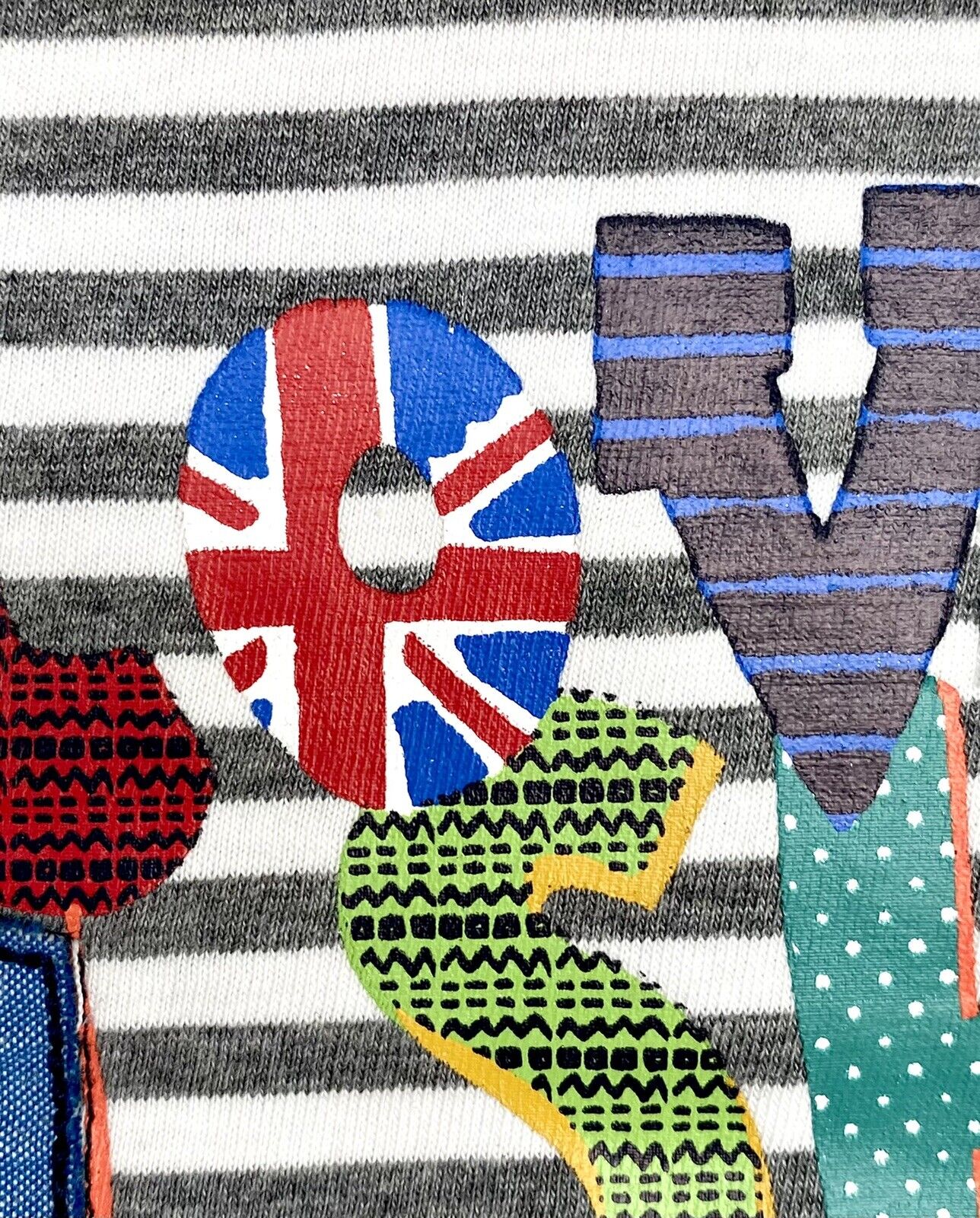 Monsoon London fish & chips kids tee Appliqué Embroidery 3-4 Y Stripe Price $25