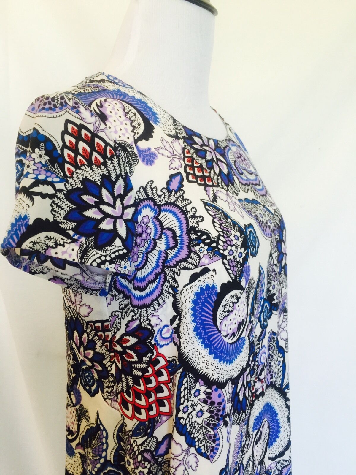 Betsey Johnson Flowered Print Blue & Red Dress Size 2 NWT Retail $148 Price $58