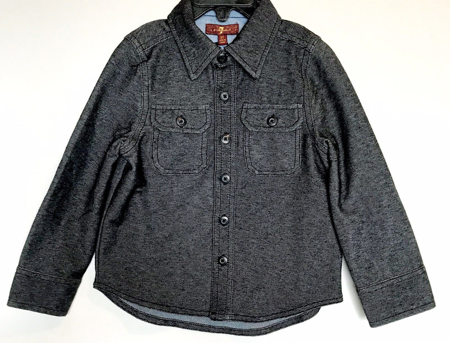7 For All Mankind Boys Button Up Black Shirt 3T NWT Retail $50 Price $22