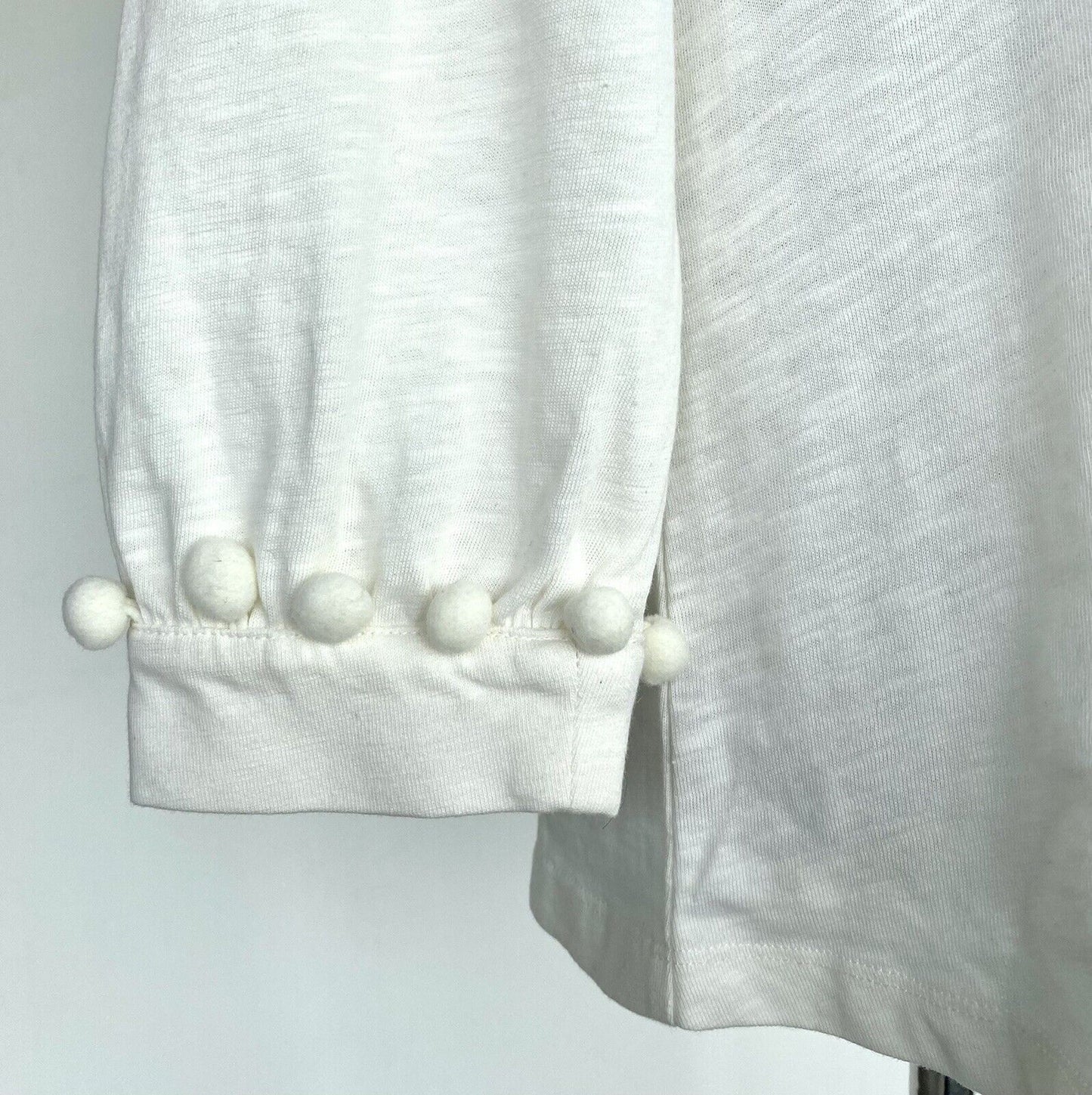 Boden Ivory PomPom Edge Rosemary Jersey Top Retail $70 Price $48 NWT Size 2