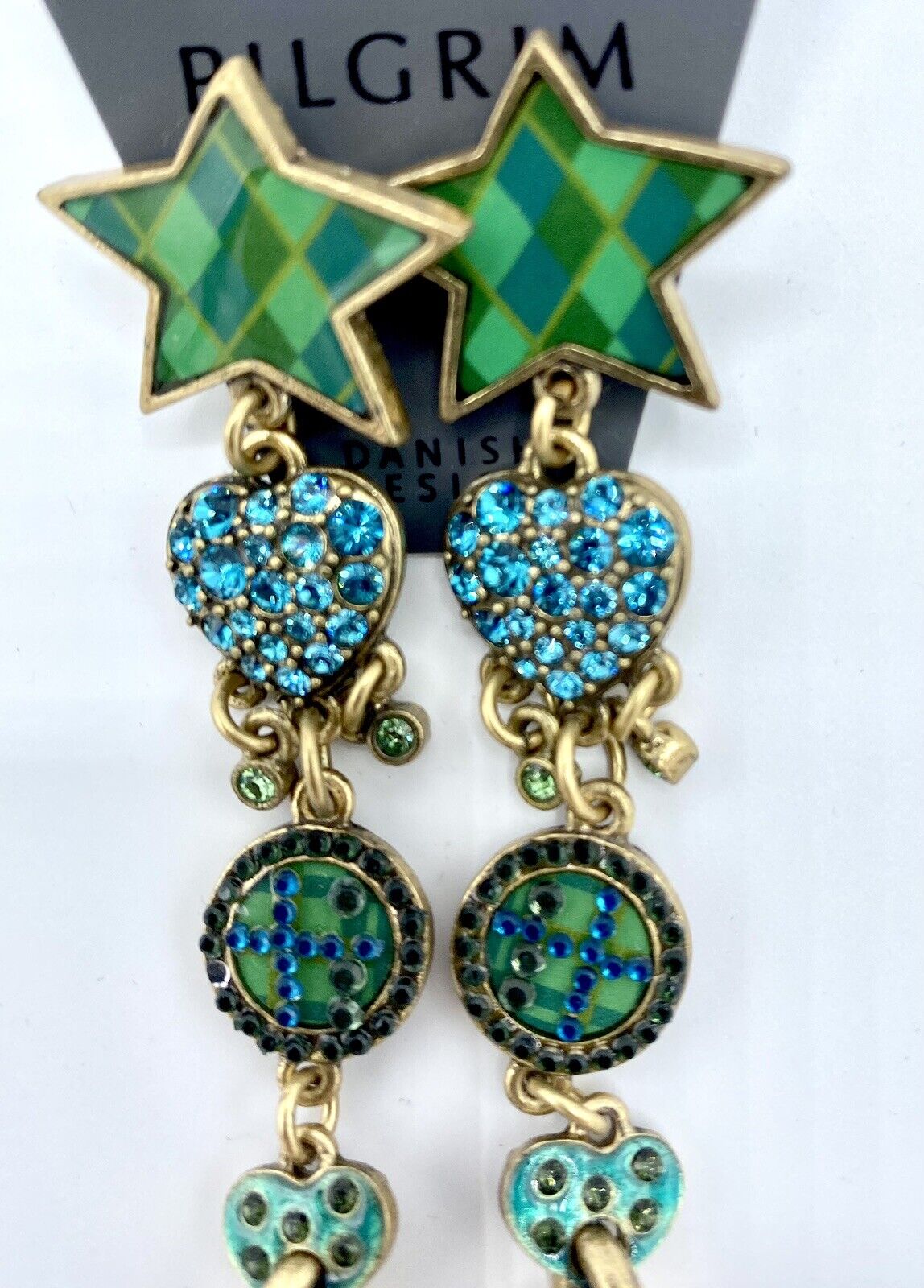 Pilgrim 14 Carat Gold Plated Swarovski Crystal Enamel Star Earrings $19