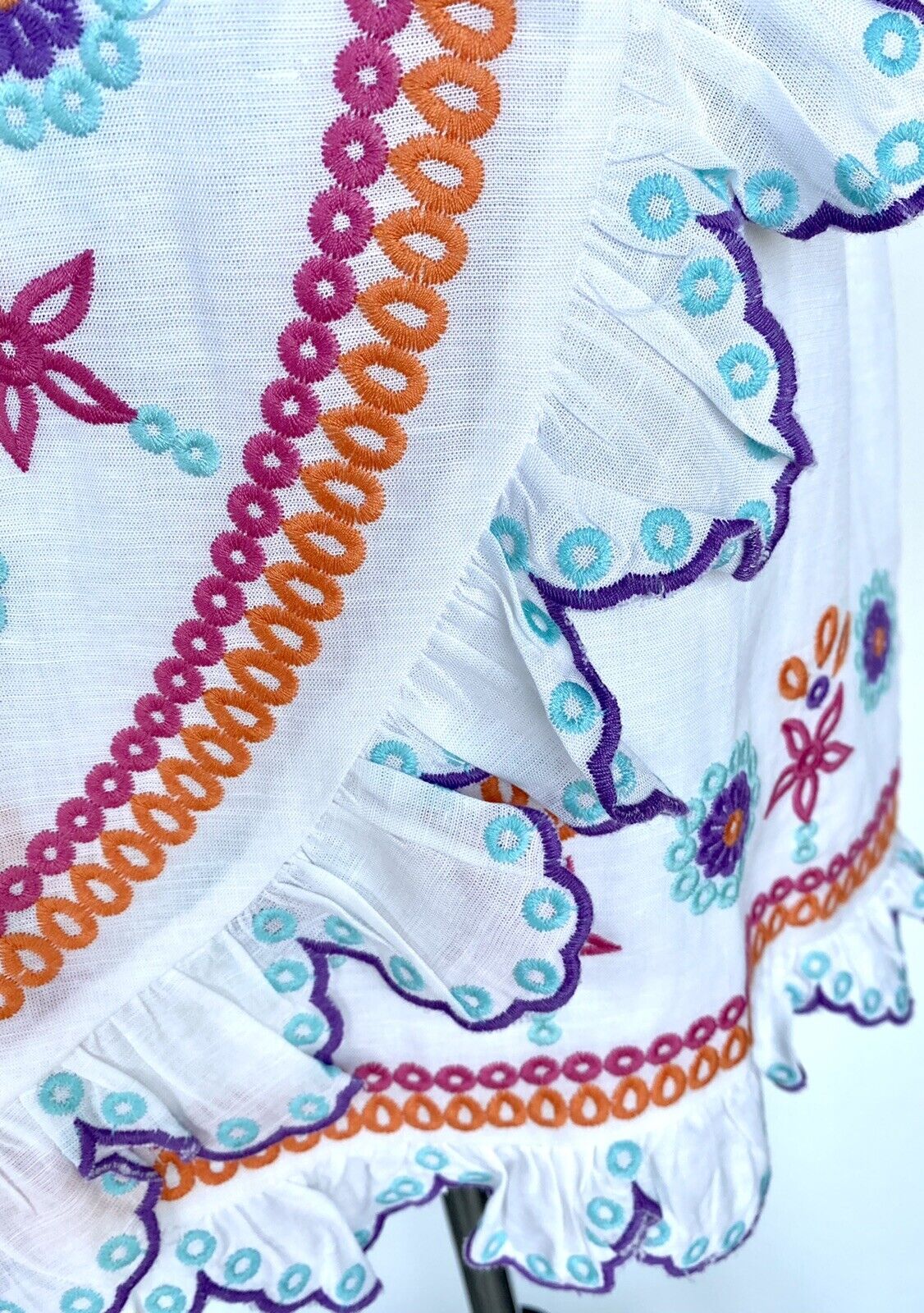 J Marie White embroidered  Mila Dress size S Retail $88 Price $49 NWT