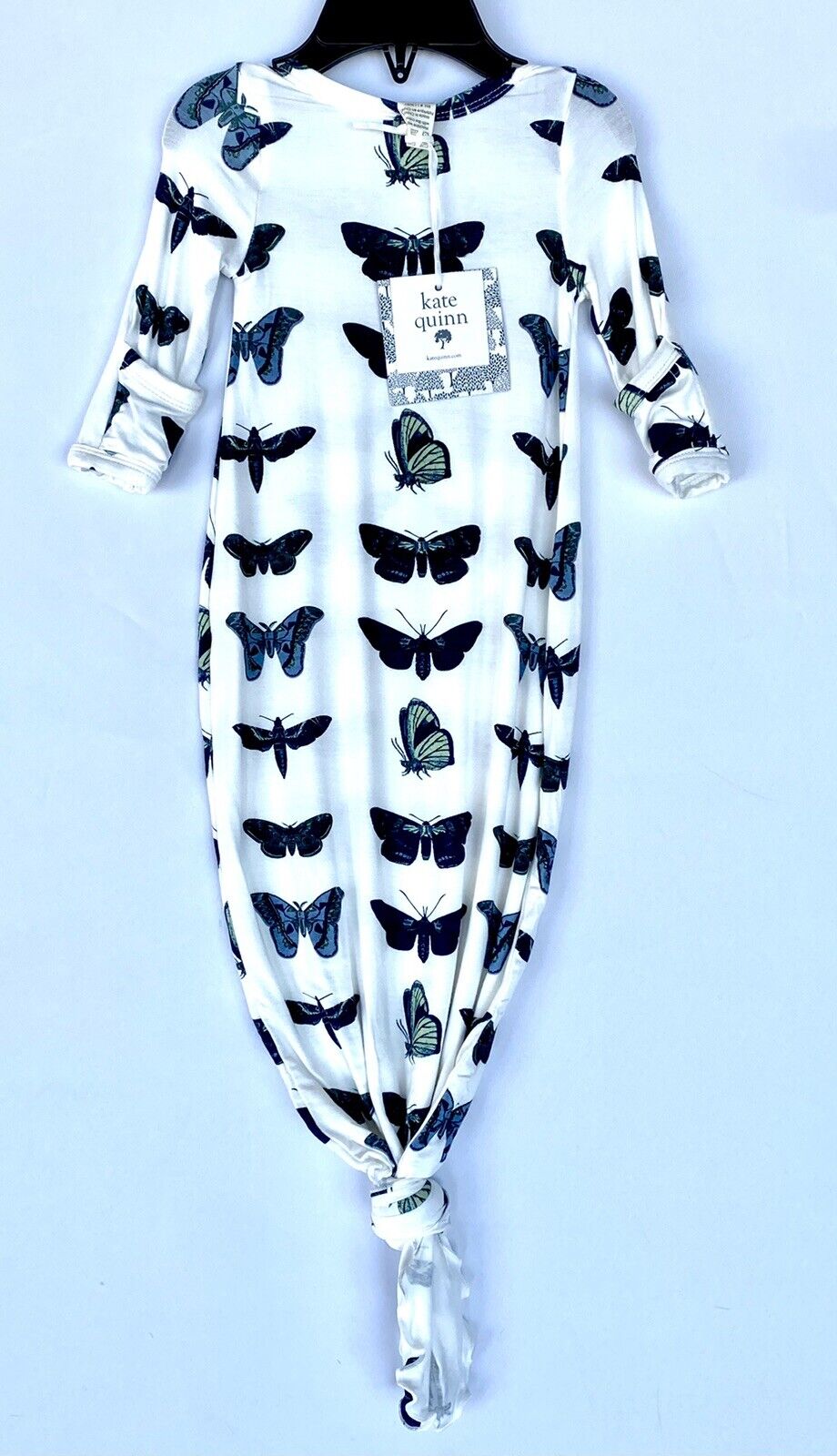Kate Quinn Bamboo Knotted Gown Blue Moths Retail $36 Price $28 0-3 M
