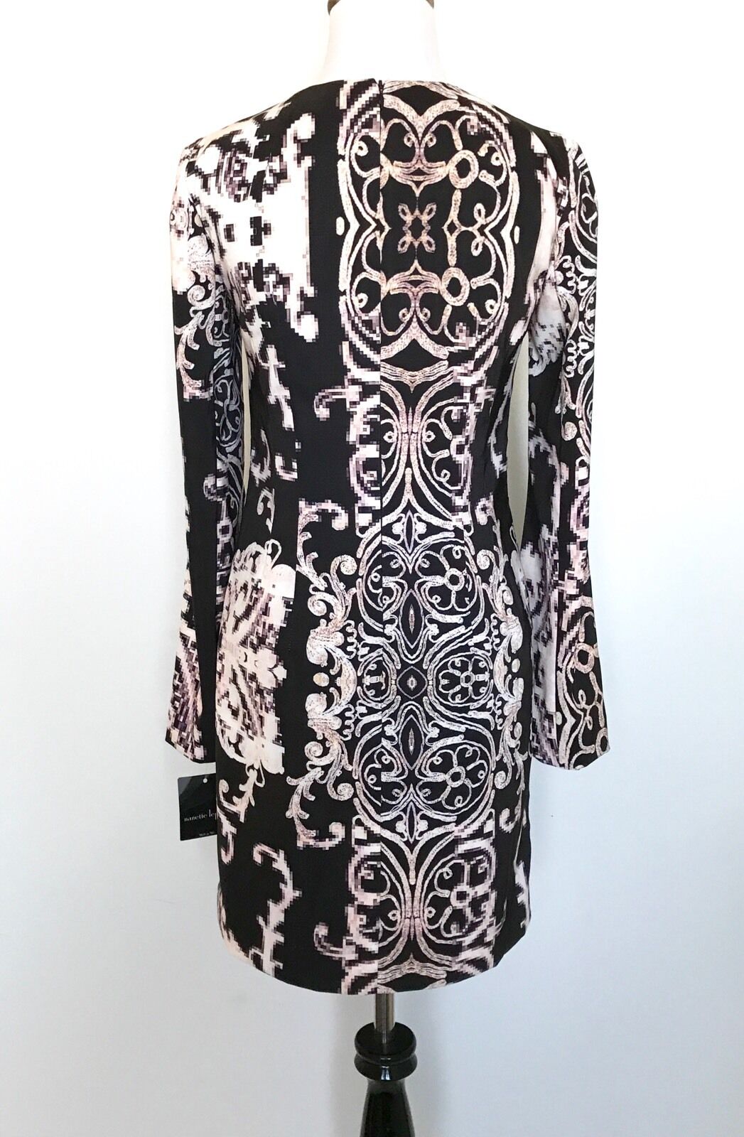 Nanette Lepore Graphic Black & Cream Dress NWT Size 0 Retail $378 Price $149