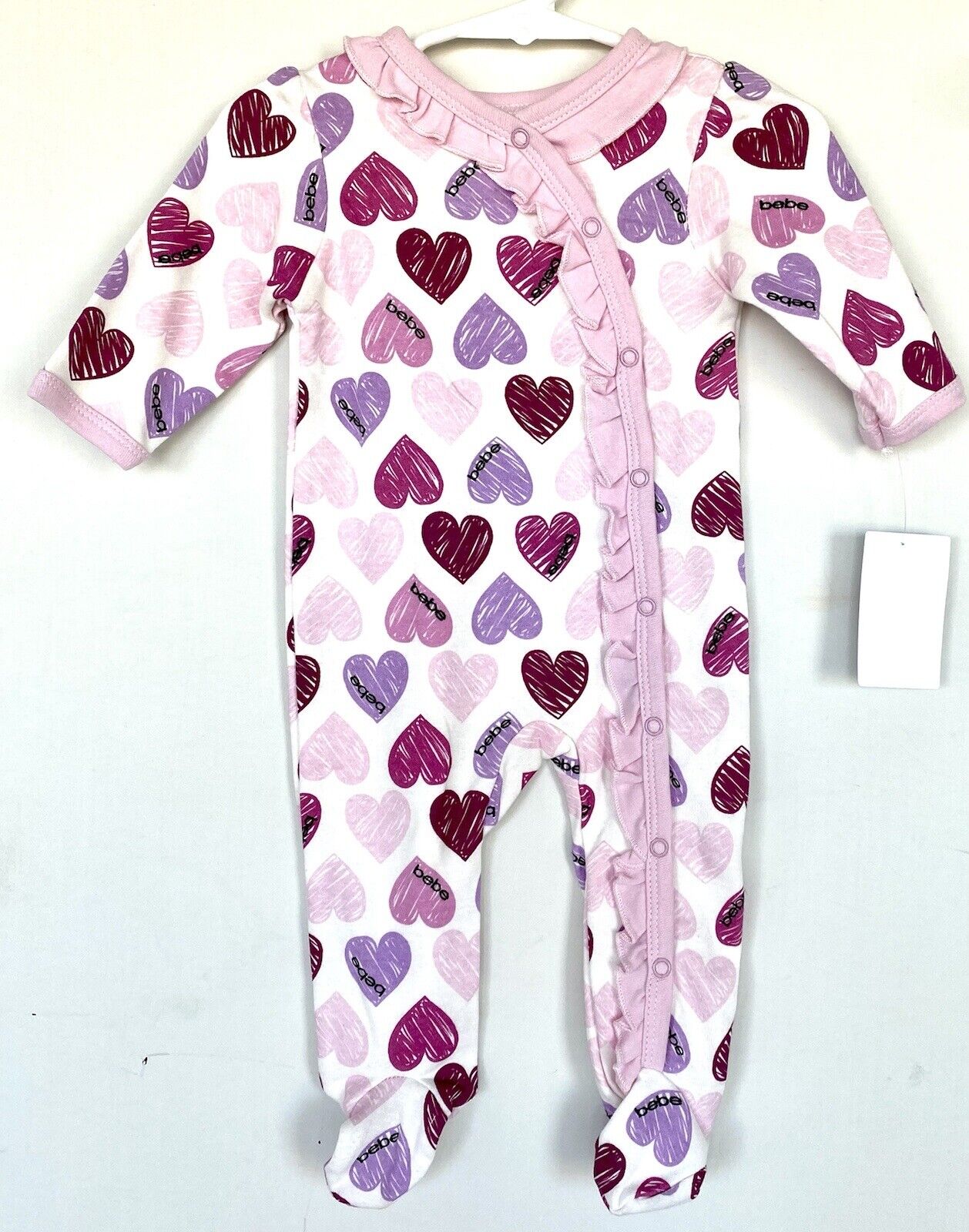 Bebe baby Ruffle Footie and headband heart 3-6 month Retail $29.50 price $19.50