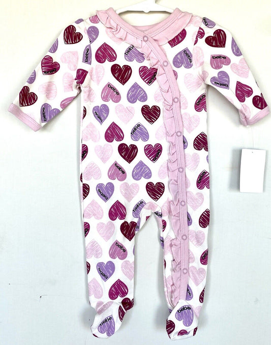 Bebe baby Ruffle Footie and headband heart 3-6 month Retail $29.50 price $19.50