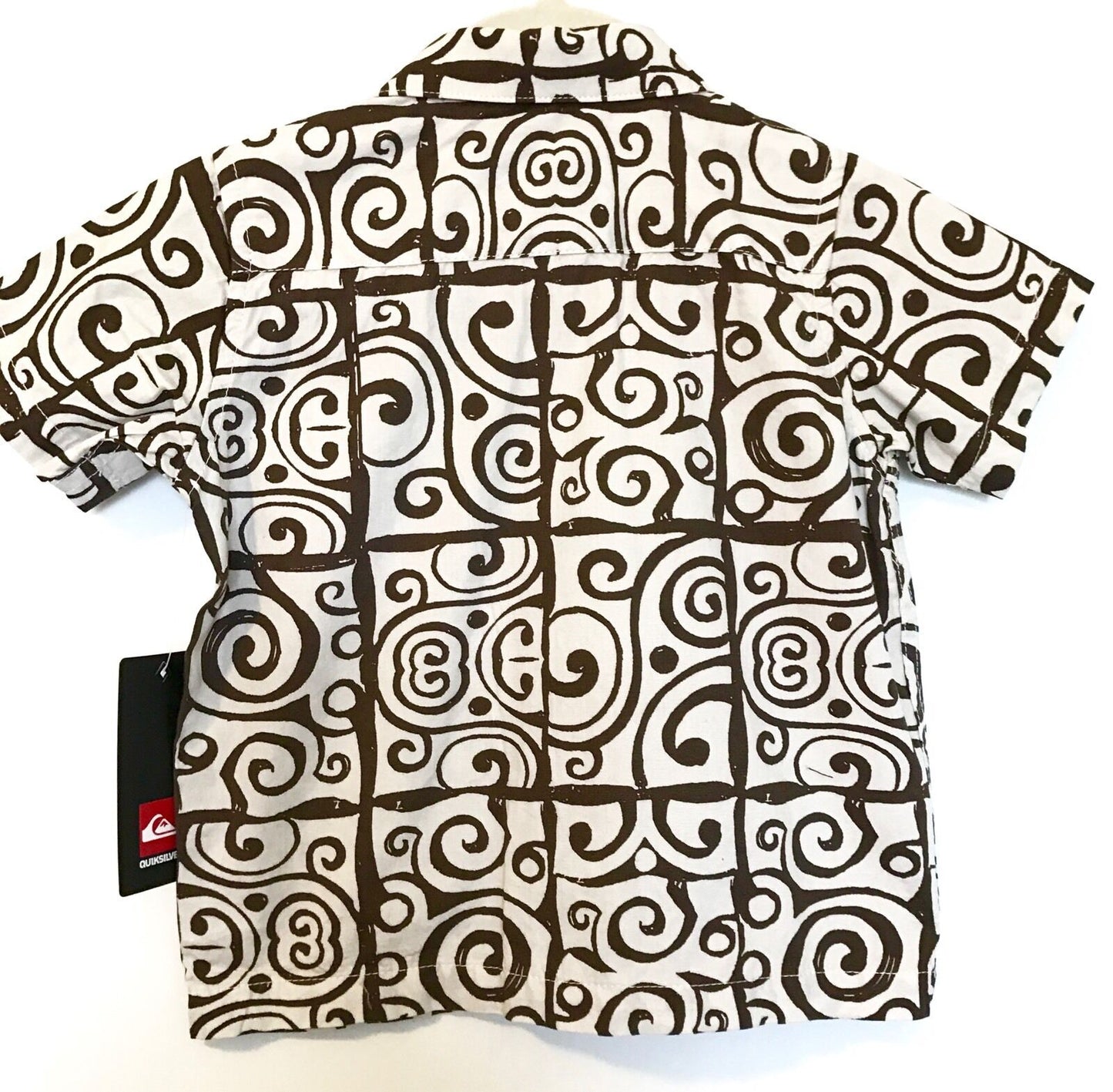 Quicksilver Cream & Brown Short Sleeve Shirt NWT Retail $32 Price $19 12 M