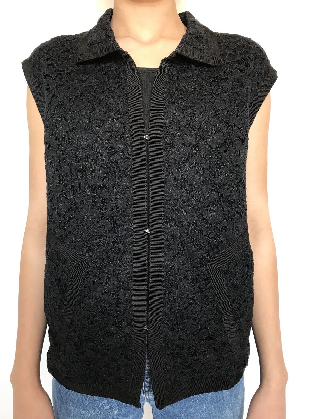 Carolina Herrera Black Lace Waistcoat Top. NWT Retail $600 Price $245 Size S